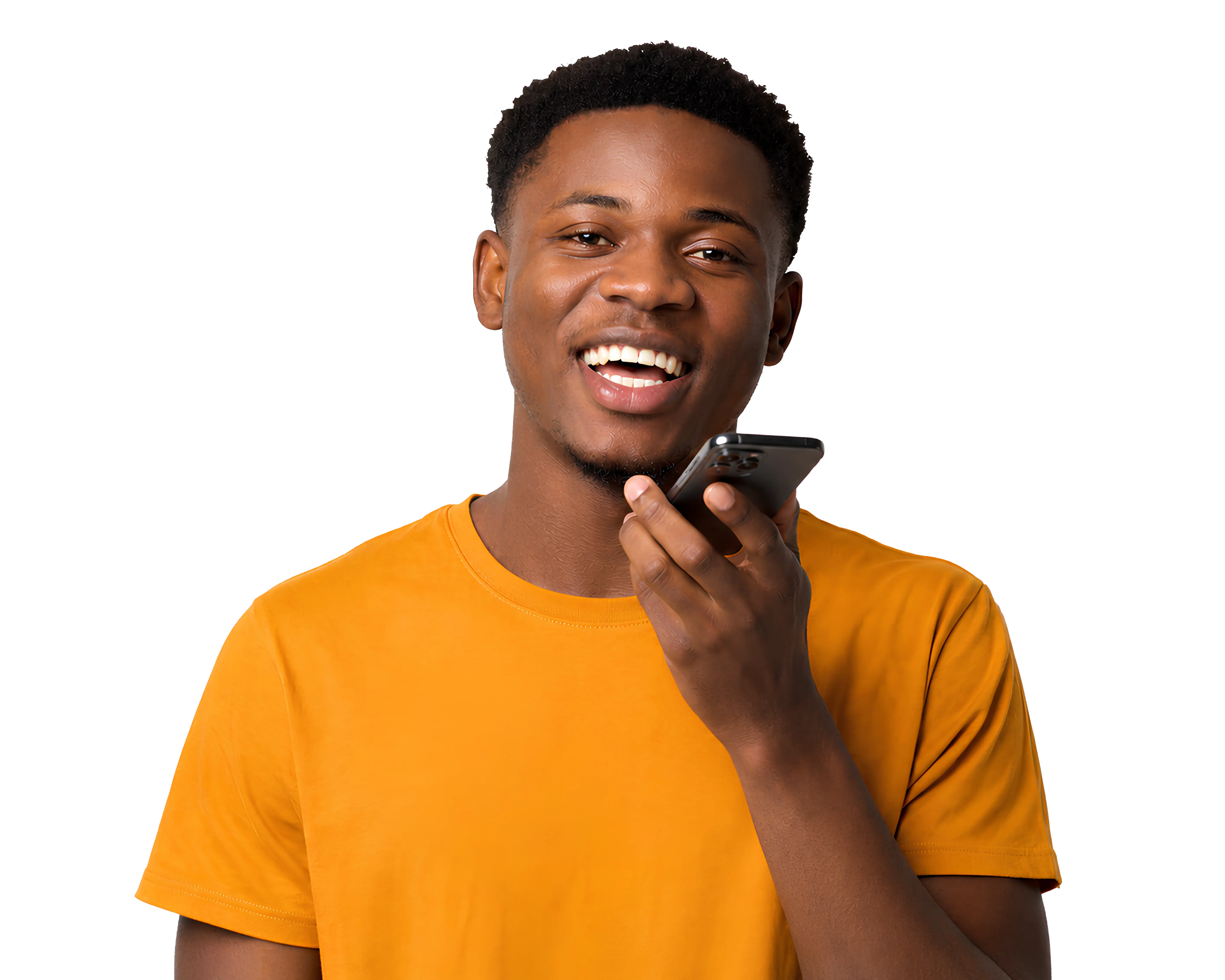 Jeune Africain enregistrant sa voix